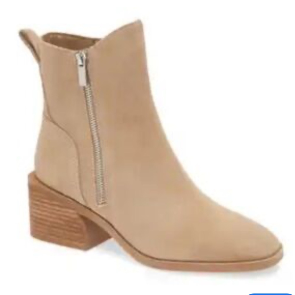 Steve Madden Boots Womens Size 7.5 RUTHY Suede Leather Block‎ Heel Zip Booties